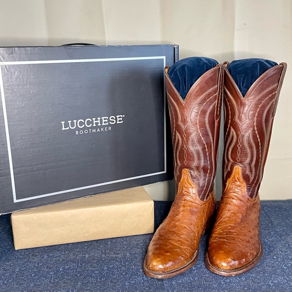 Lucchese Custom Ordered Full Quill Ostrich boots size 9 1/2 D